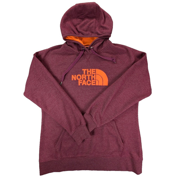 North Face Hoodie XL Women's Cranberry Orange Pullover Sweater Drawstring Hood - Picture 1 of 8